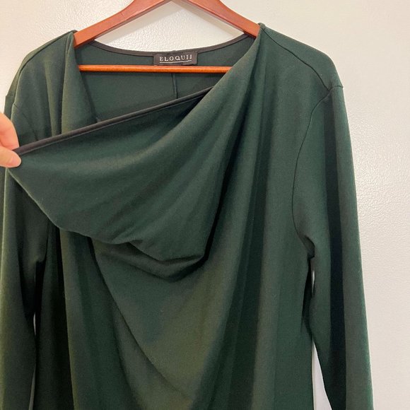 Eloquii Dark Green Cowl Neck Knit Long Sleeve Sweater Dress Shift Classy 18 Plus - Picture 7 of 9